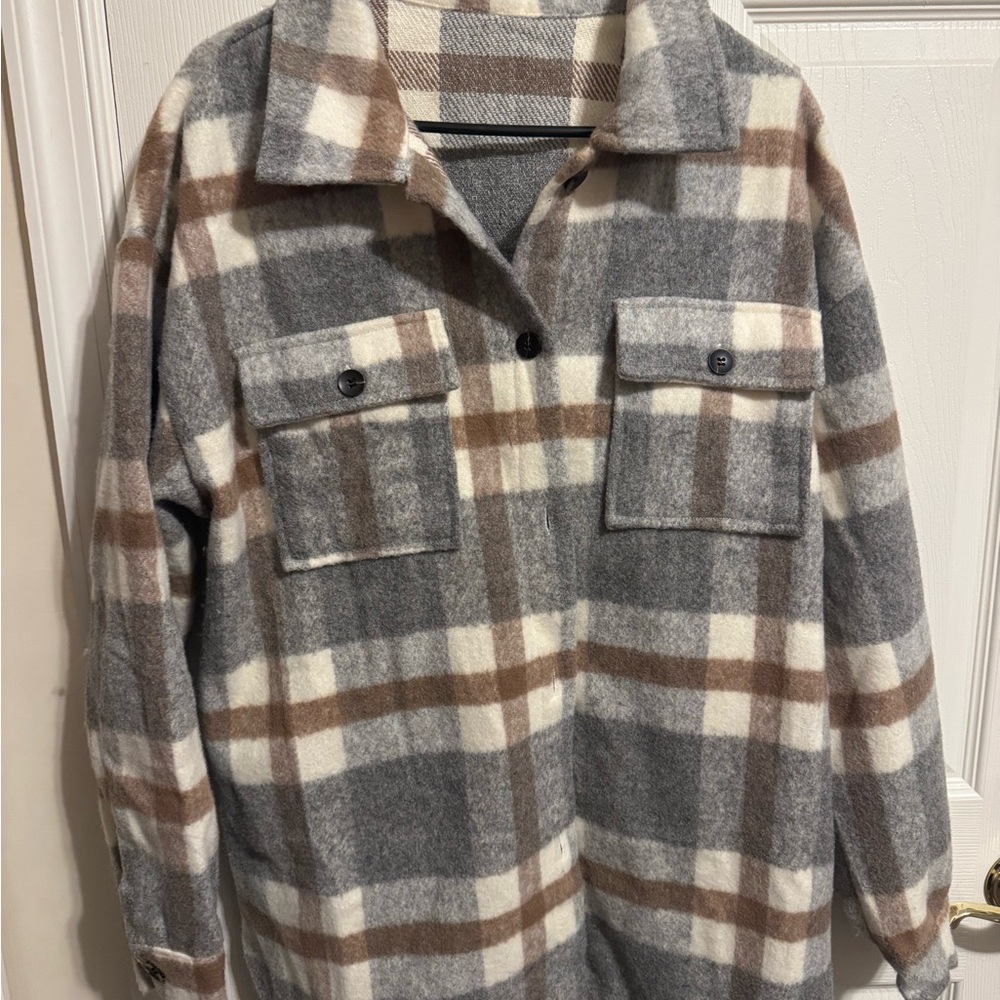 Plaid Button-Up Jacket